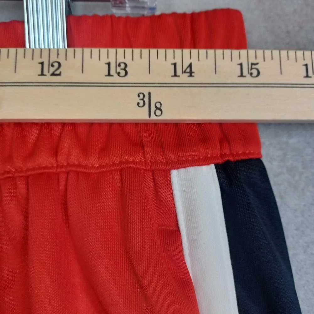 Nike Pants Mens Medium Red Track Joggers White Logo Side Stripe Polyester